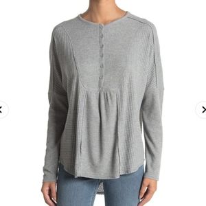 Gibson Look Mixed Rib Waffle Knit Henley S